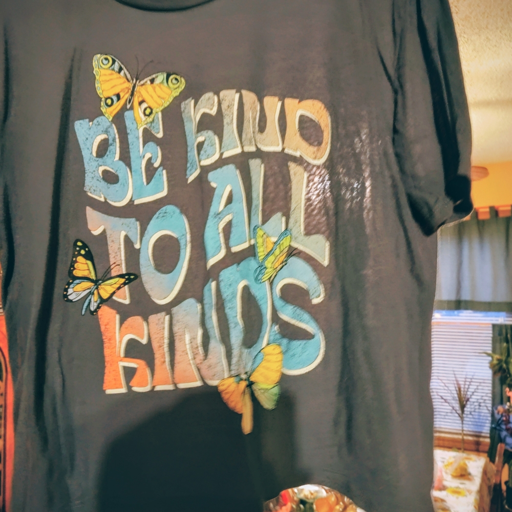 Kids 'Be Kind To All Kinds' Butterfly Graphic Tee - Black